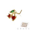 12PCS OF CZ CHERRY 316L SURGICAL STEEL L-SHAPE NOSE BOX